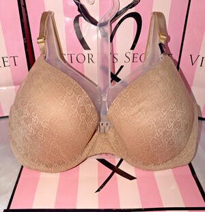 Victoria's Secret Bra Very Sexy Demi 34DD Beige Logo